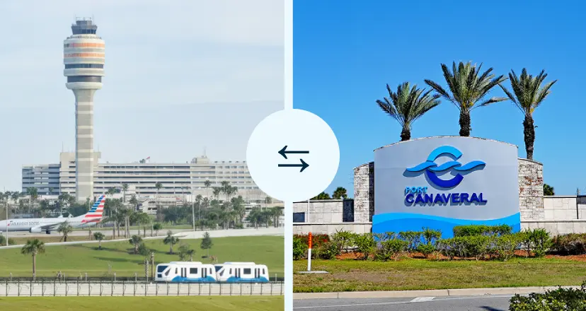 Round-trip shared shuttle between Orlando Airport and Port Canaveral