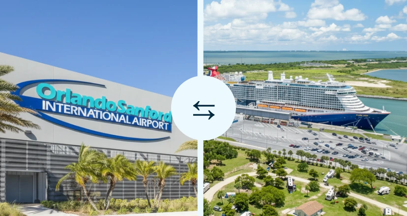 Round-trip private black car between Sanford Airport and Port Canaveral