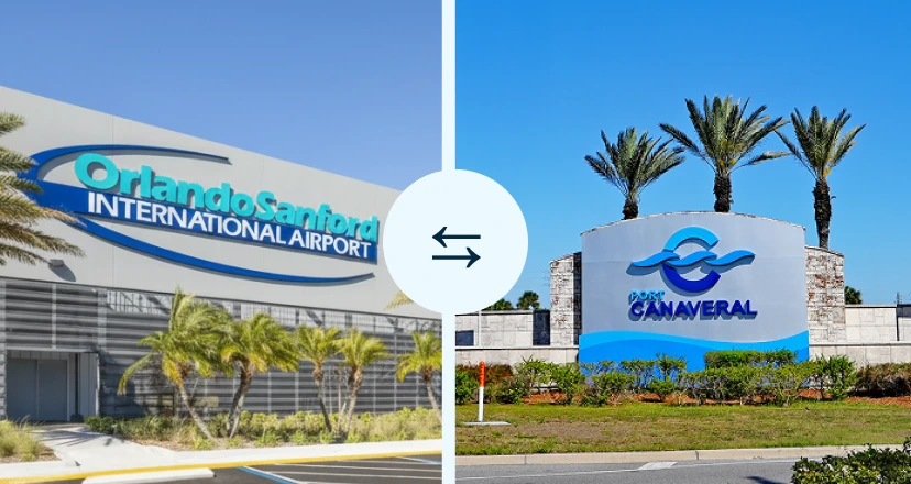 Round-trip shared shuttle between Sanford Airport and Port Canaveral
